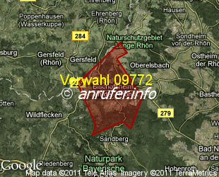 Vorwahlkarte 09772 – Bischofsheim a d Rhön