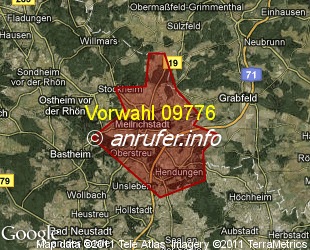 Vorwahlkarte 09776 – Mellrichstadt