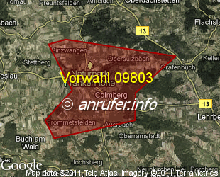Vorwahlkarte 09803 – Colmberg