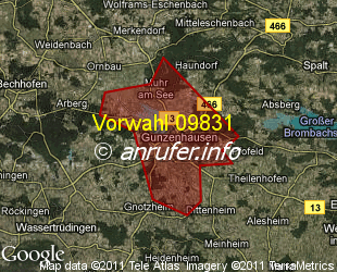 Vorwahlkarte 09831 – Gunzenhausen