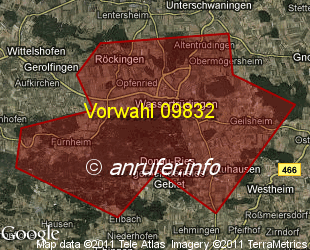 Vorwahlkarte 09832 – Wassertrüdingen