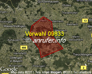 Vorwahlkarte 09833 – Heidenheim Mittelfr