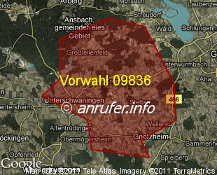 Vorwahlkarte 09836 – Gunzenhausen-Cronheim