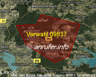 Vorwahlkarte 09837 – Haundorf