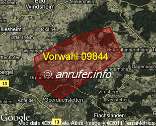 Vorwahlkarte 09844 – Obernzenn