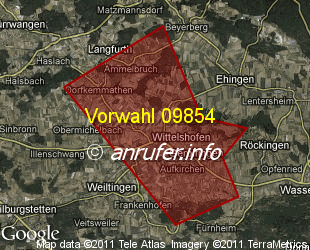 Vorwahlkarte 09854 – Wittelshofen