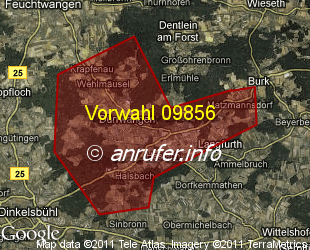 Vorwahlkarte 09856 – Dürrwangen