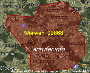 Vorwahlkarte 09868 – Schillingsfürst