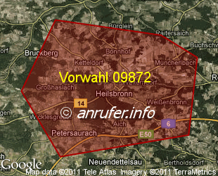Vorwahlkarte 09872 – Heilsbronn