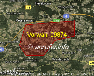 Vorwahlkarte 09874 – Neuendettelsau