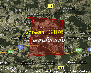 Vorwahlkarte 09876 – Rohr Mittelfr