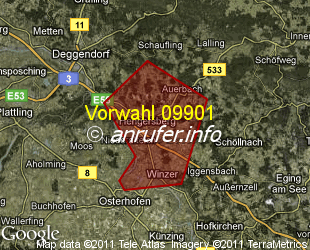 Vorwahlkarte 09901 – Hengersberg Bay