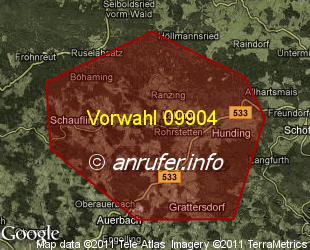Vorwahlkarte 09904 – Lalling
