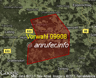 Vorwahlkarte 09908 – Schöfweg