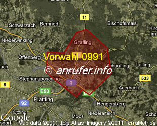 Vorwahlkarte 0991 – Deggendorf