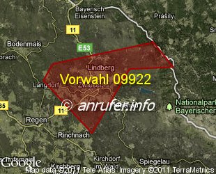 Vorwahlkarte 09922 – Zwiesel