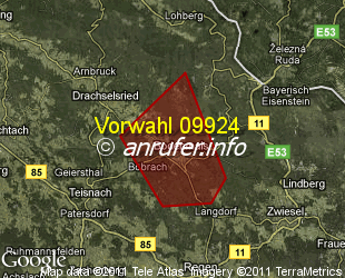 Vorwahlkarte 09924 – Bodenmais