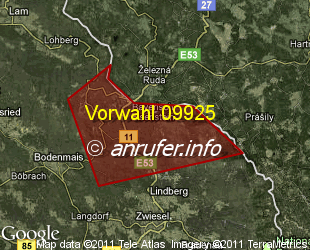 Vorwahlkarte 09925 – Bayerisch Eisenstein