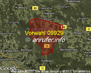 Vorwahlkarte 09929 – Ruhmannsfelden