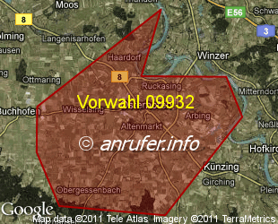 Vorwahlkarte 09932 – Osterhofen