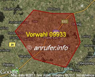 Vorwahlkarte 09933 – Wallersdorf