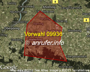 Vorwahlkarte 09936 – Wallerfing