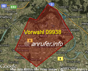 Vorwahlkarte 09938 – Moos Niederbay