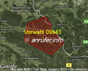 Vorwahlkarte 09943 – Lam Oberpf