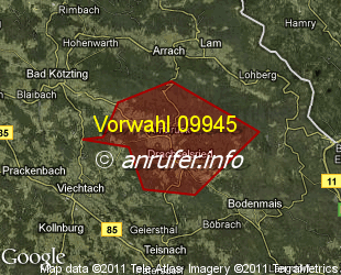 Vorwahlkarte 09945 – Arnbruck