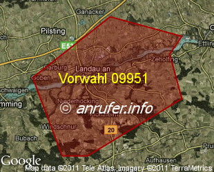 Vorwahlkarte 09951 – Landau a d Isar