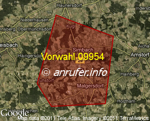 Vorwahlkarte 09954 – SimbachNiederbay