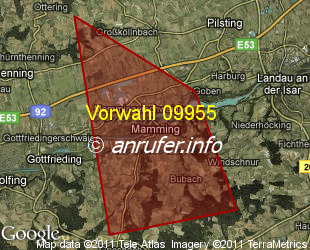 Vorwahlkarte 09955 – Mamming