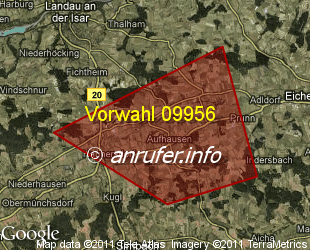 Vorwahlkarte 09956 – Eichendorf-Aufhausen