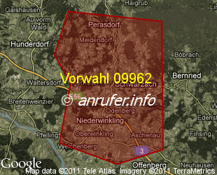 Vorwahlkarte 09962 – Schwarzach Niederbay