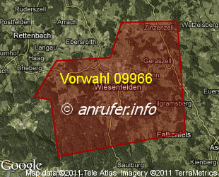 Vorwahlkarte 09966 – Wiesenfelden
